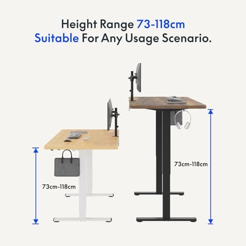 FLEXISPOT Escritorio Elevable Eléctrico para Oficina con 2 Ganchos y 4 Botones de Memoria