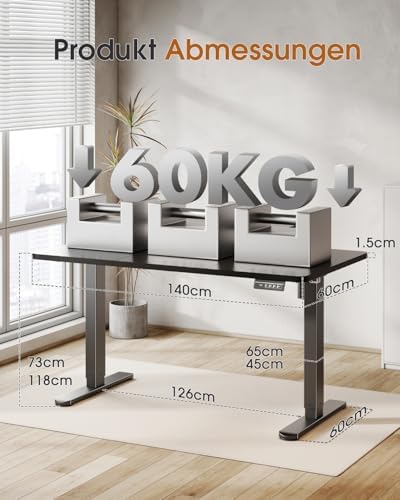  Escritorio Elevable Eléctrico Negro para Oficina con Soporte para Monitor y Memoria de Altura
| Mesas de Ordenador Elev