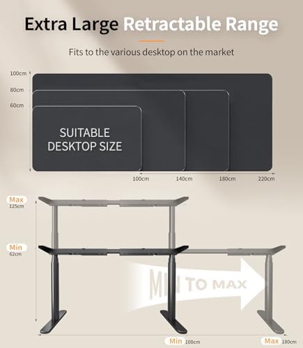 MAIDeSITe TH2 Pro Plus - Altavoltaje de escritorio ajustable, doble motor, oficina, 62-125 cm, 4 memorias de teclado, di