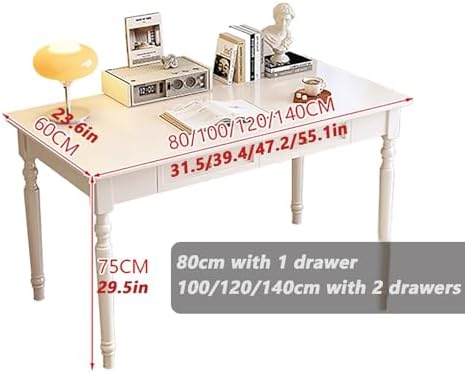 Escritorio for Oficina en casa Negro/Blanco/Gris/Marrón Vintage con Cajones para Ordenador(Trabajo, Juegos y Maquillaje,