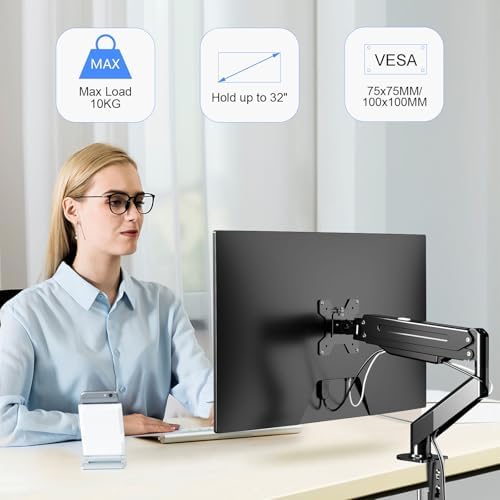 Suptek Soporte de Monitor para Pantallas 17-32 Pulgadas, Giratorio 360°, Ajustable en Altura y Inclinación, VESA 75/100 