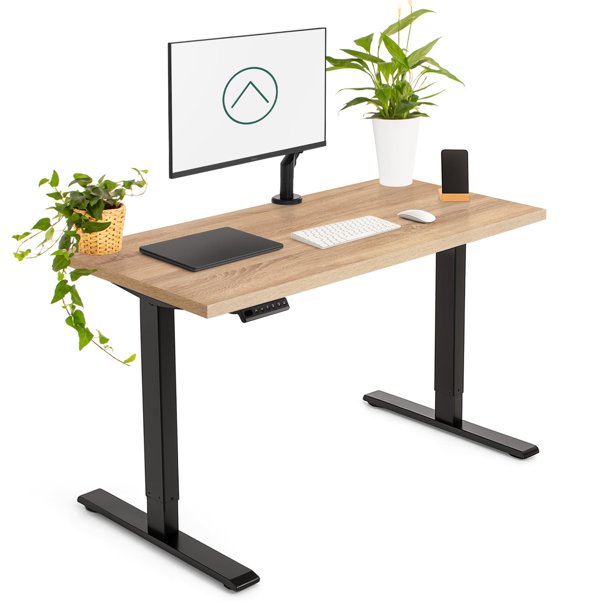  **Elevable Ergonómico | Roble 120x60 cm | Patas Negras | Ajustable 71-121 cm | Mesita de Trabajo | Standing Desk**
| **
