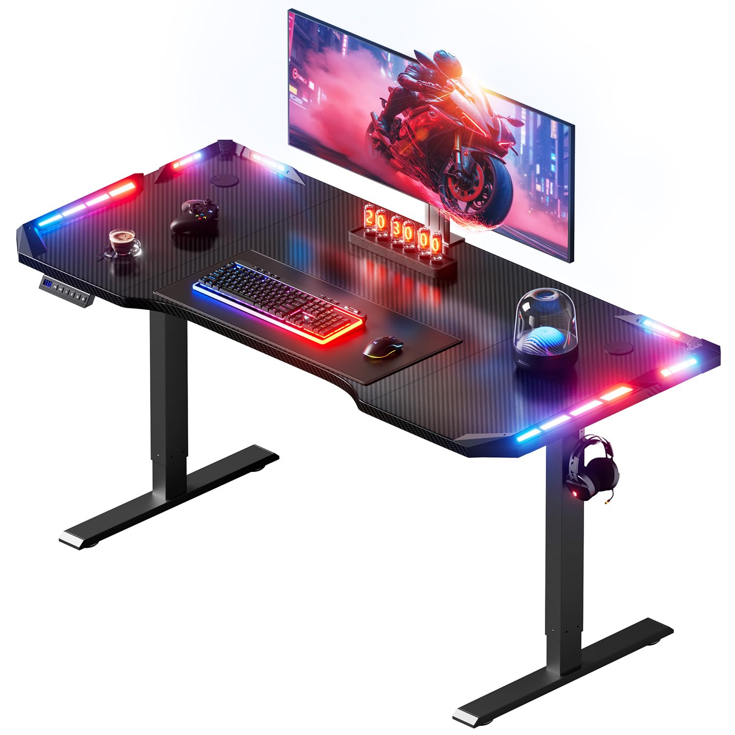  HLFURNIEU Elevable Electrico Escritorio Gaming Negro 120x60, Regulable de Altura, 3 Control de Memoria
| HLFURNIEU Escr