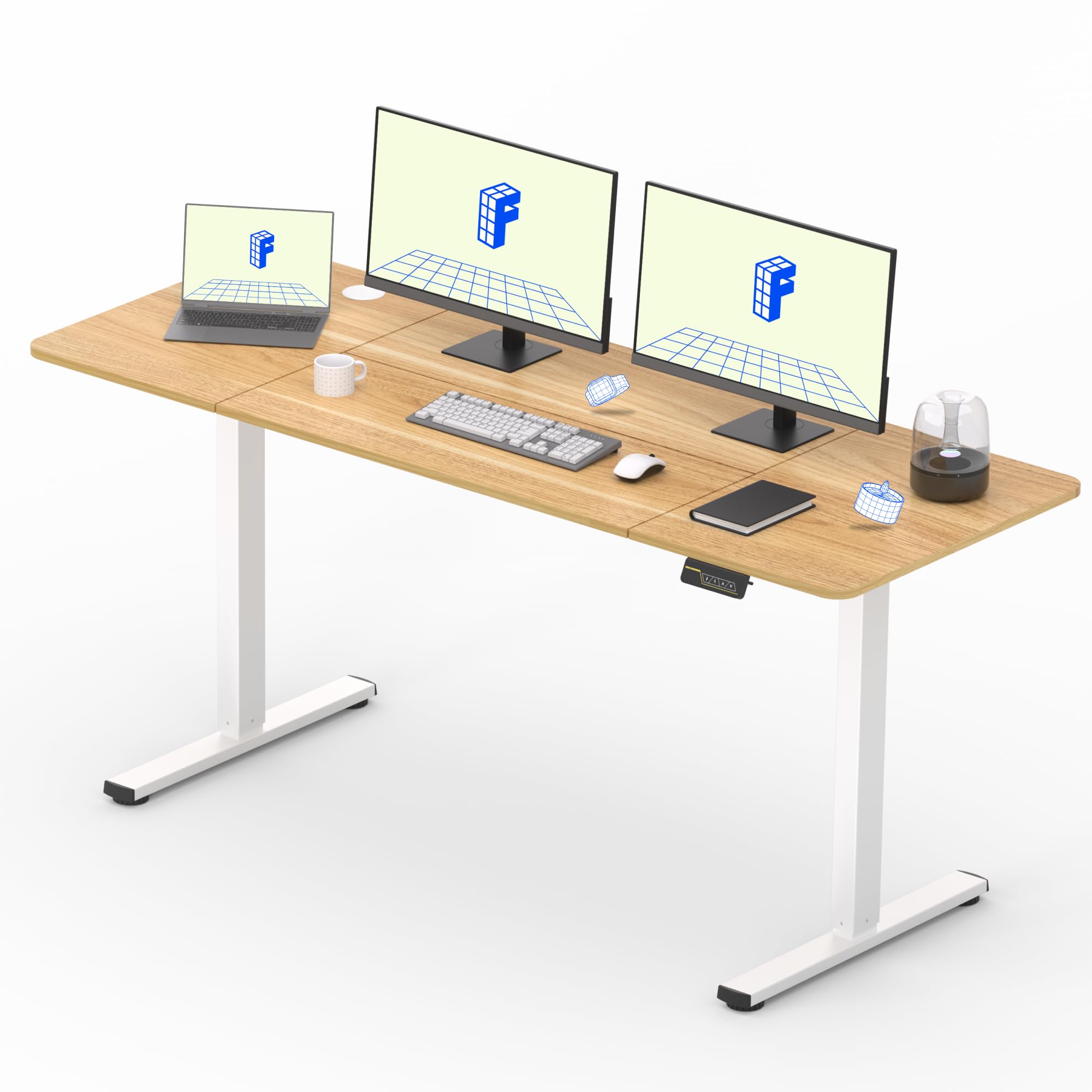 FLEXISPOT Escritorio Elevable Eléctrico para Oficina con 2 Ganchos y 4 Botones de Memoria