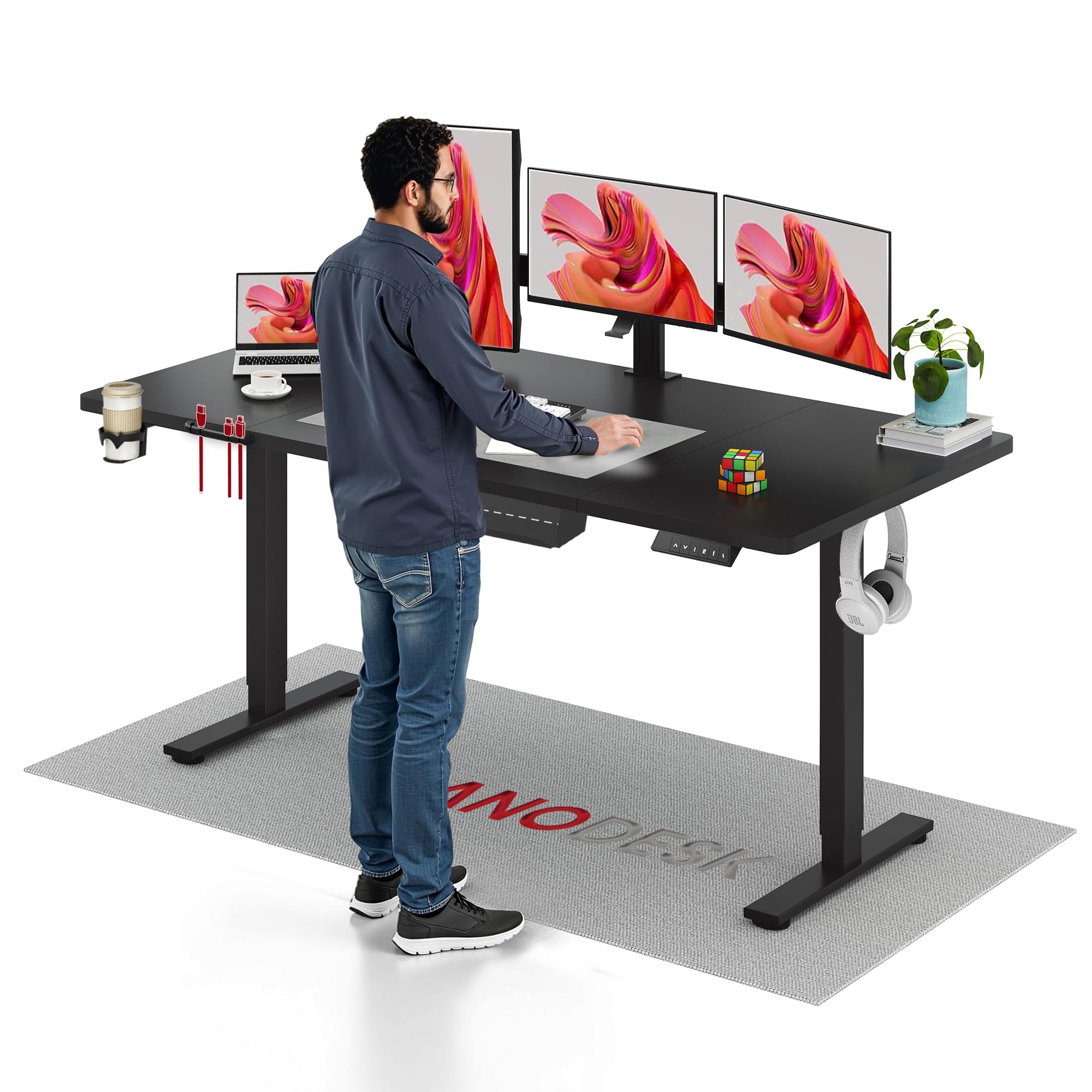 SANODESK QS Escritorio Elevable Eléctrico para Oficina y Hogar - Negro